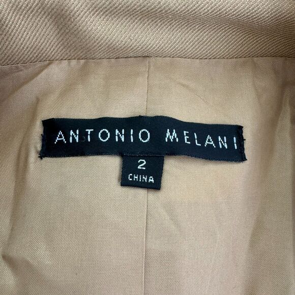 Antonio Melani Blazer Womens 2 Tan 2 Button Lined Pockets Stretch Career - Picture 5 of 10